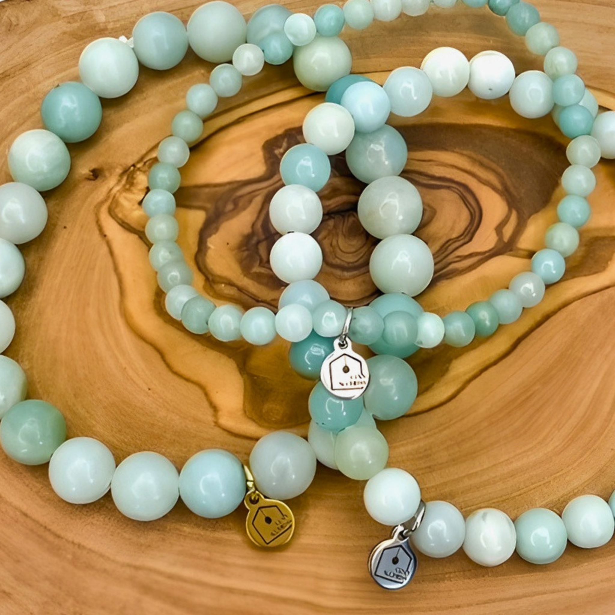 amazonite bead bracelet with charm group set