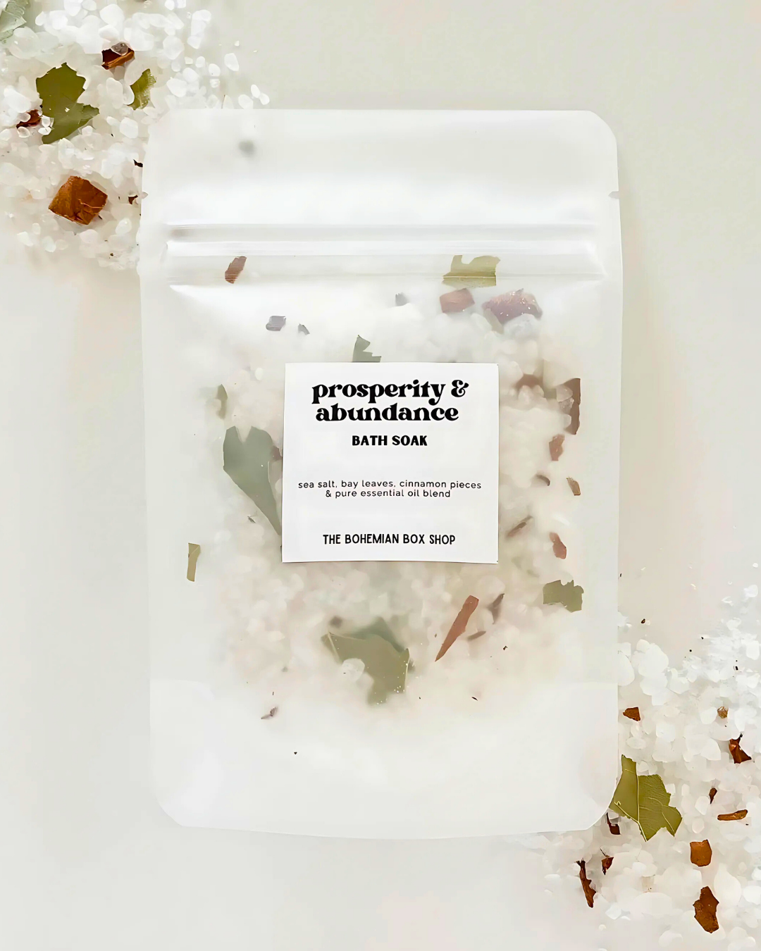 Bath soap package with 'Prosperity & Abundance' label on a white background