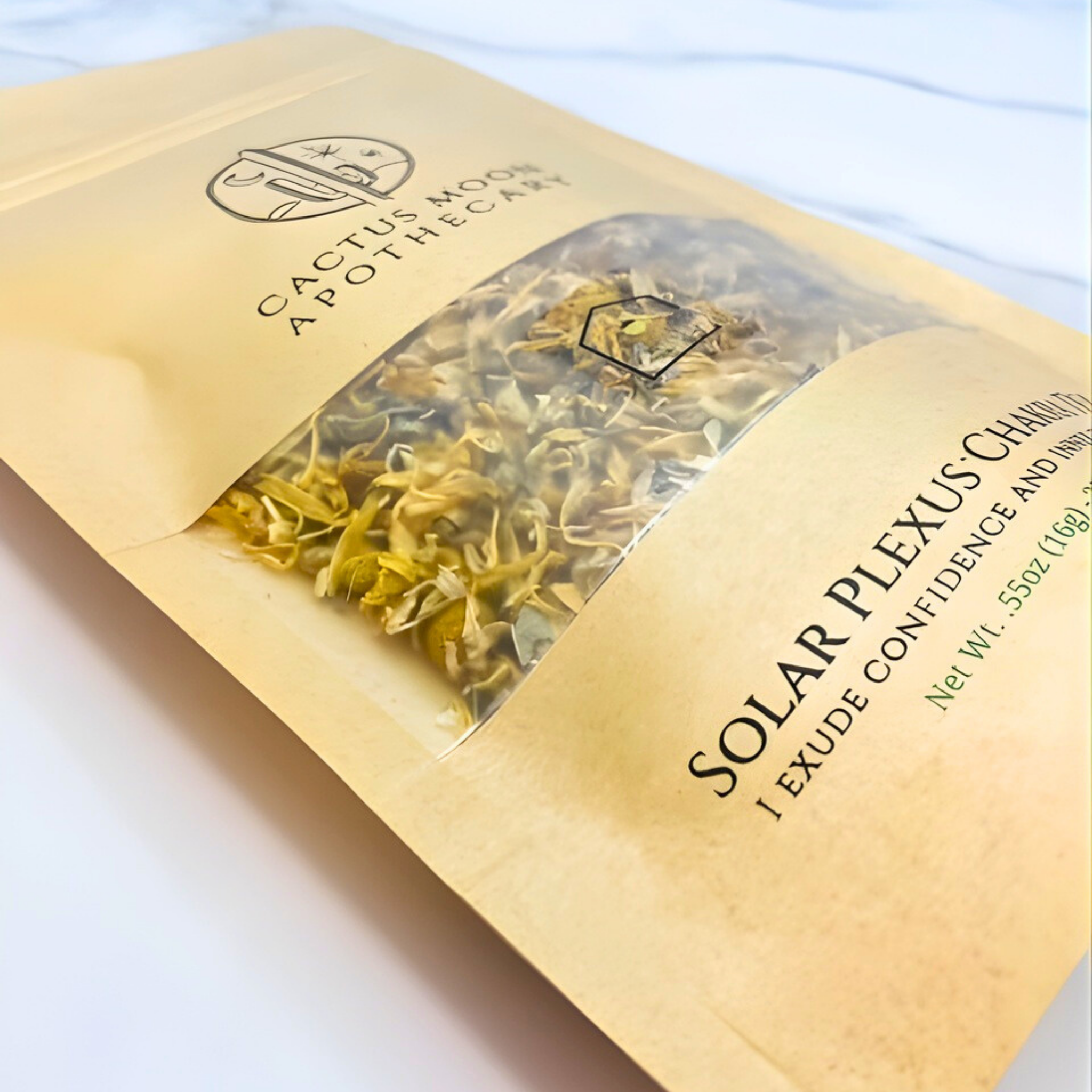 Cactus Moon Apothecary Solar Plexus Chakra tea package on a light background