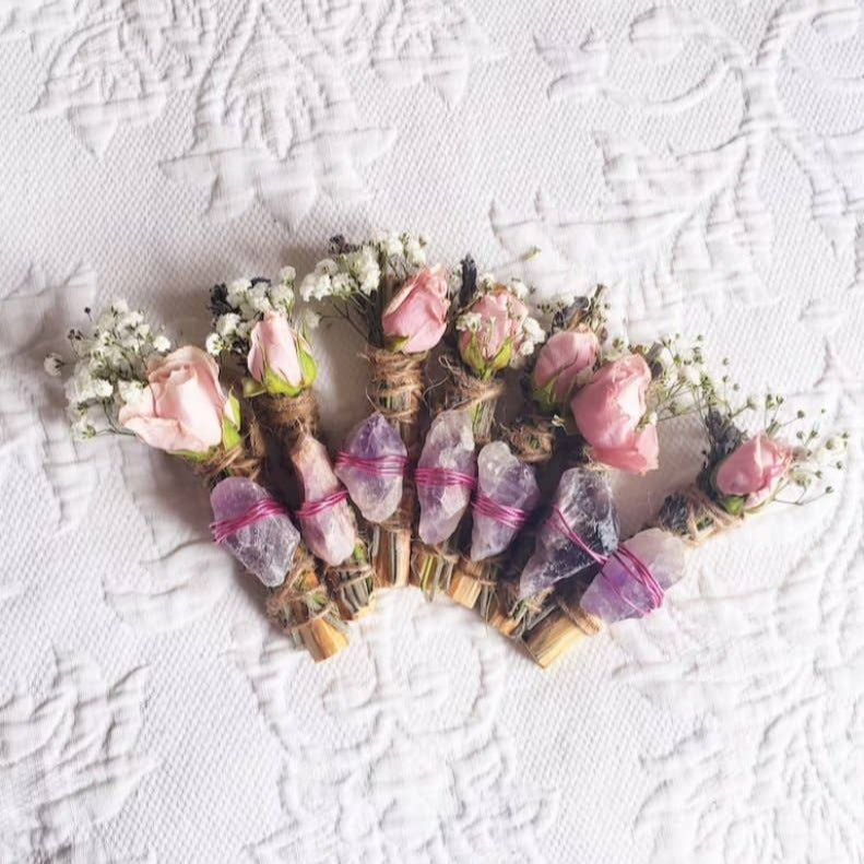 Amethyst, Lavender, Rose, and Palo Santo Smudge Sticks